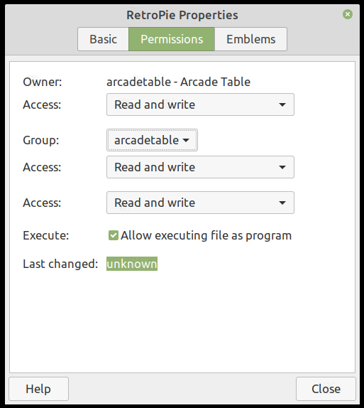 RetroPie screenshot desktop icon permissions.png